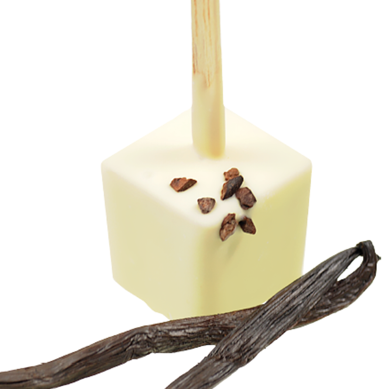 Cacao su un bastoncino bianca